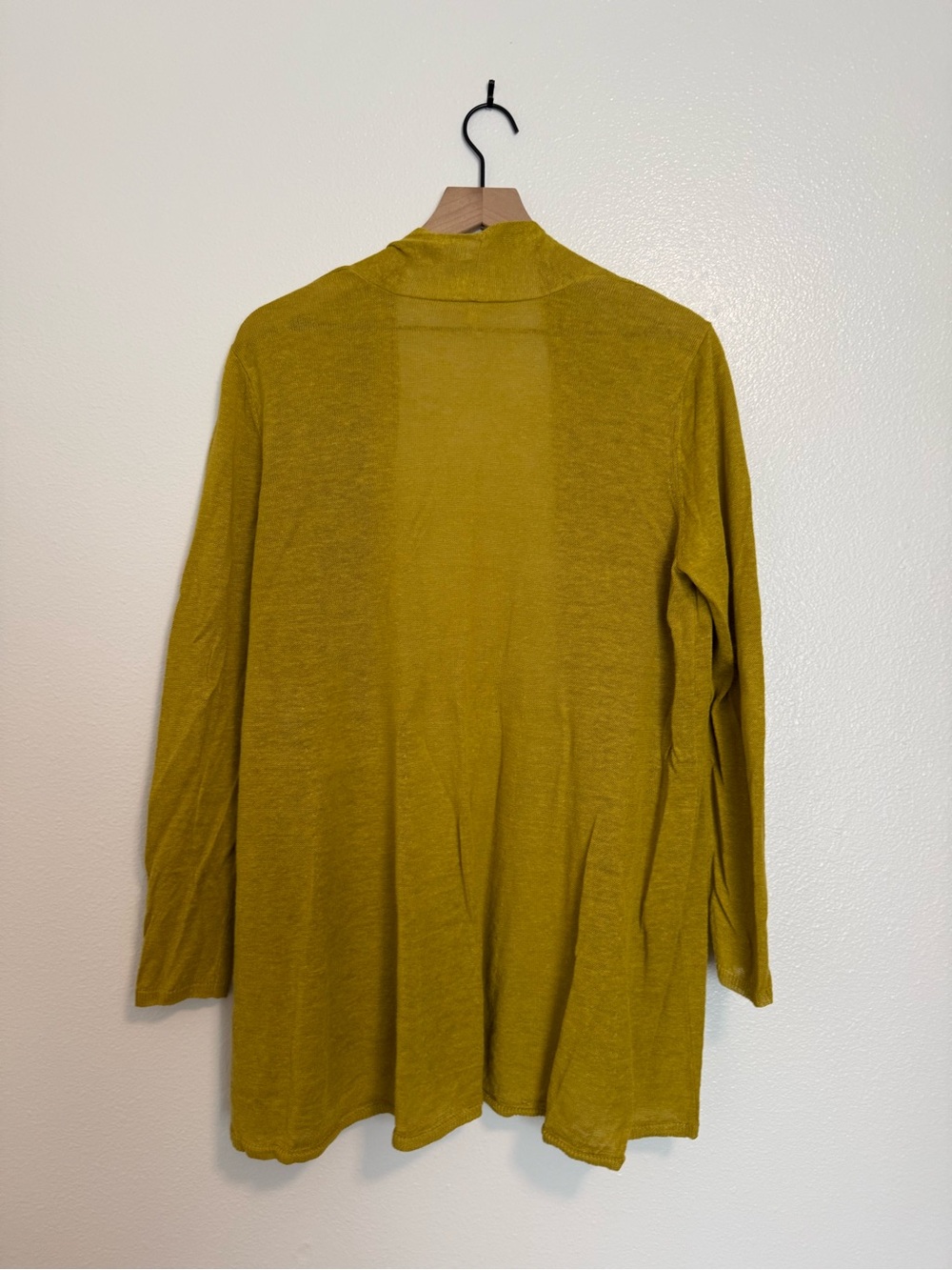 Eileen Fisher - Linen Open Front Goldenrod Yellow Sweater Cardigan - Large - Picture 5 of 14